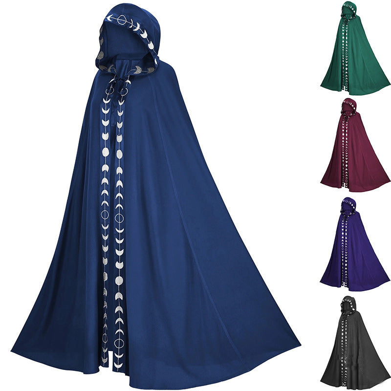 Hooded Cloak Medieval Renaissance Costume – 5 Color Printed Cloak for Halloween, Cosplay & Festivals
