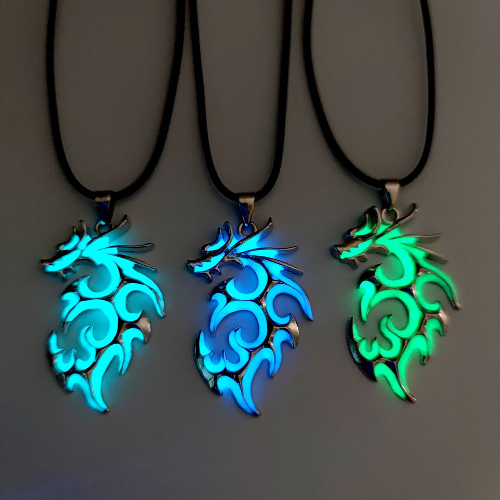 Fashion Trendy Men's Domineering Luminous Flame Dragon Necklace