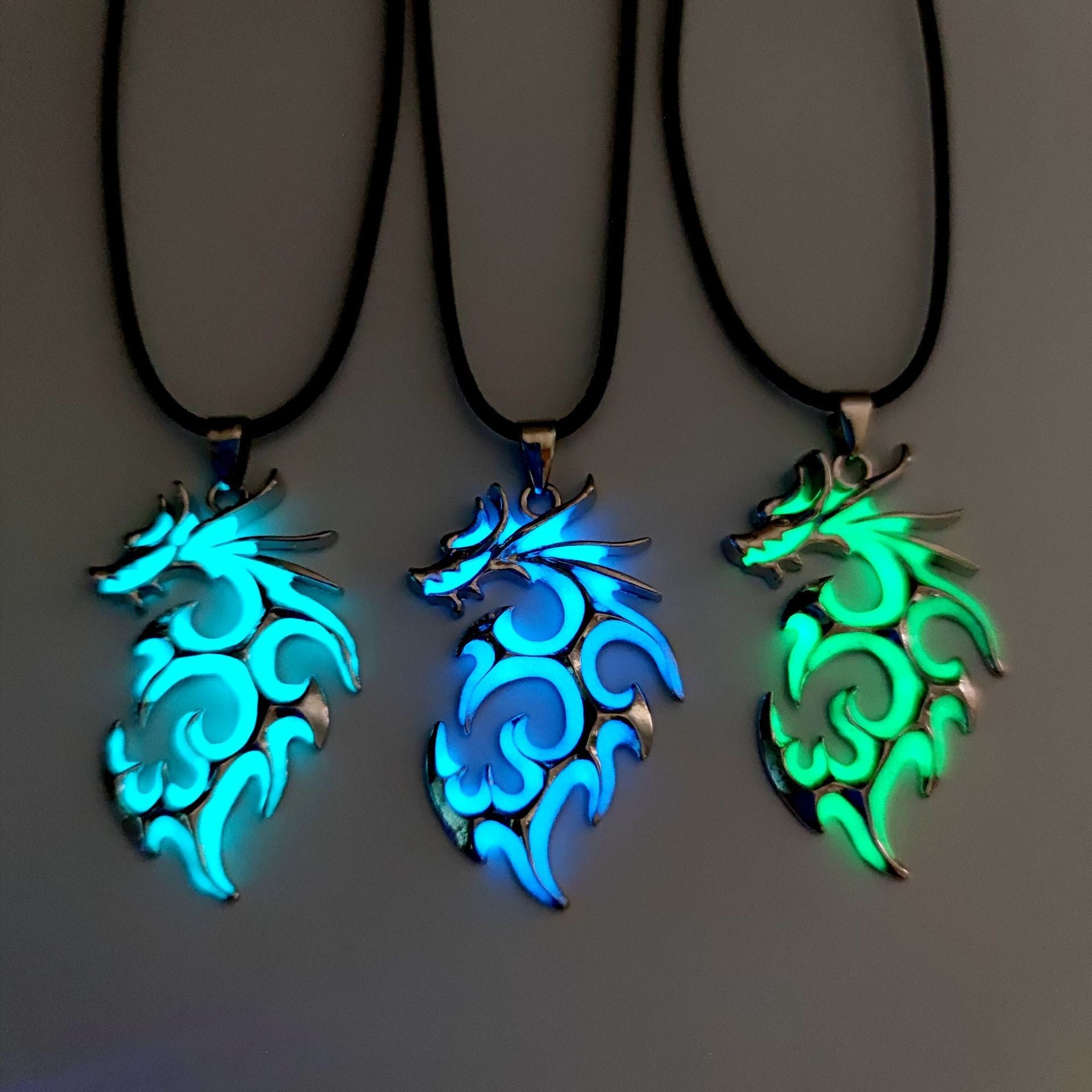Fashion Trendy Men's Domineering Luminous Flame Dragon Necklace