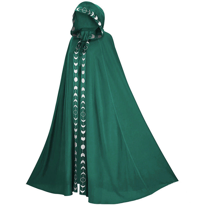 Hooded Cloak Medieval Renaissance Costume – 5 Color Printed Cloak for Halloween, Cosplay & Festivals