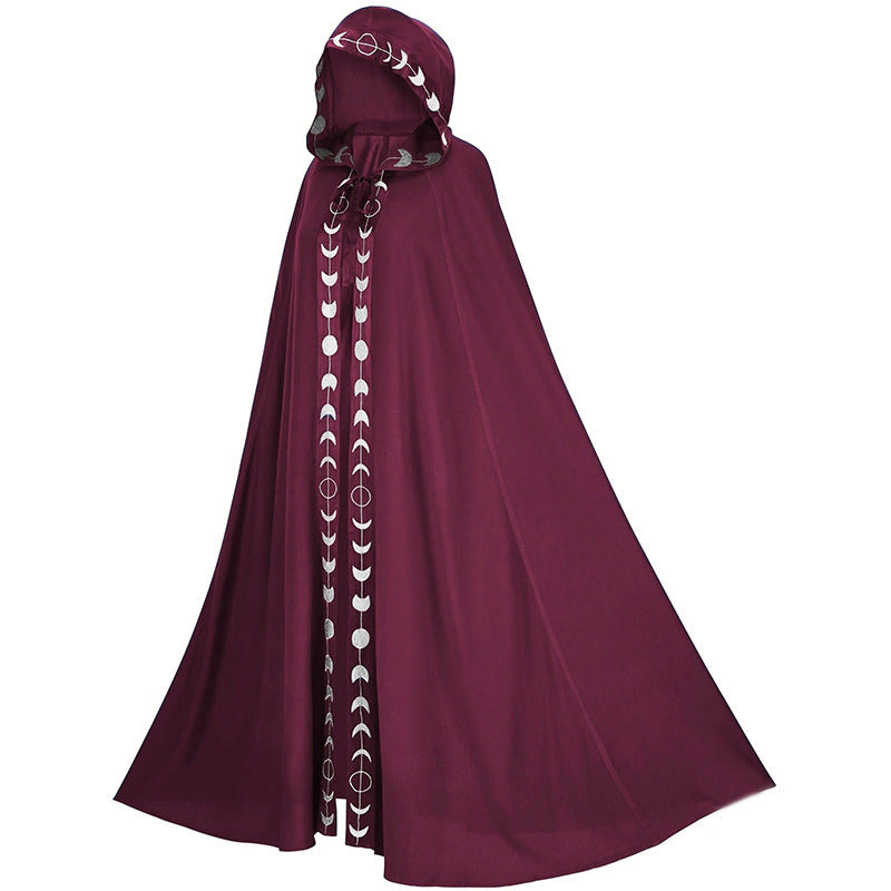 Hooded Cloak Medieval Renaissance Costume – 5 Color Printed Cloak for Halloween, Cosplay & Festivals