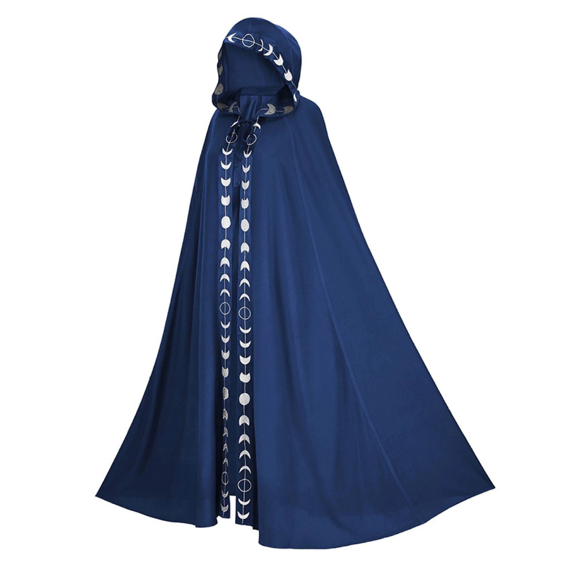 Hooded Cloak Medieval Renaissance Costume – 5 Color Printed Cloak for Halloween, Cosplay & Festivals