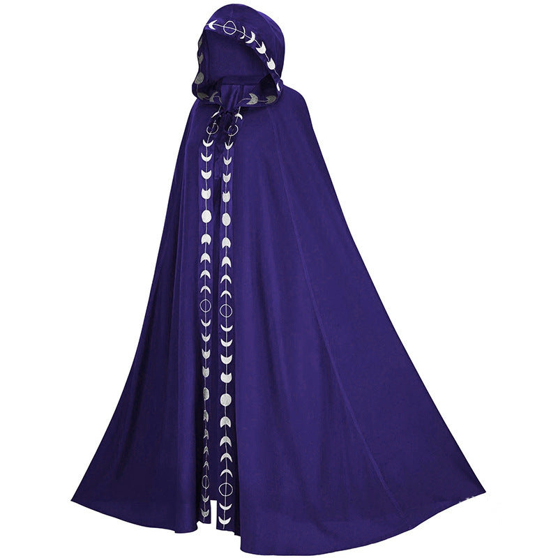 Hooded Cloak Medieval Renaissance Costume – 5 Color Printed Cloak for Halloween, Cosplay & Festivals