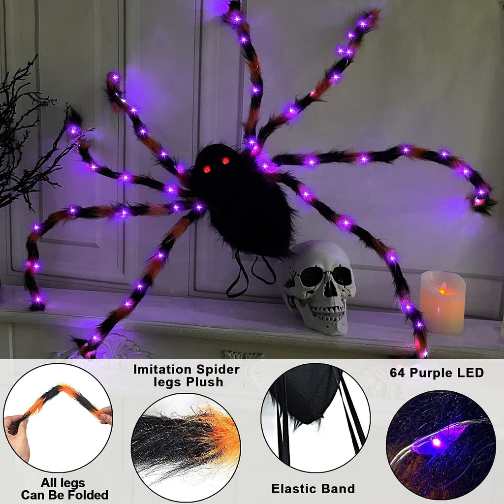 Halloween Spider Backpack Nine LED Modes Plush Sugar Bag